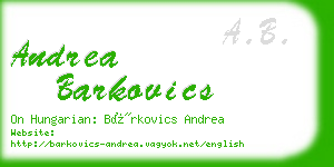 andrea barkovics business card